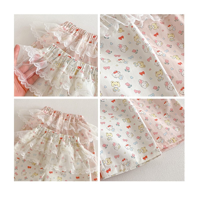 寶寶春季卡通滿版卡通貓咪網紗休閒褲-細節圖7