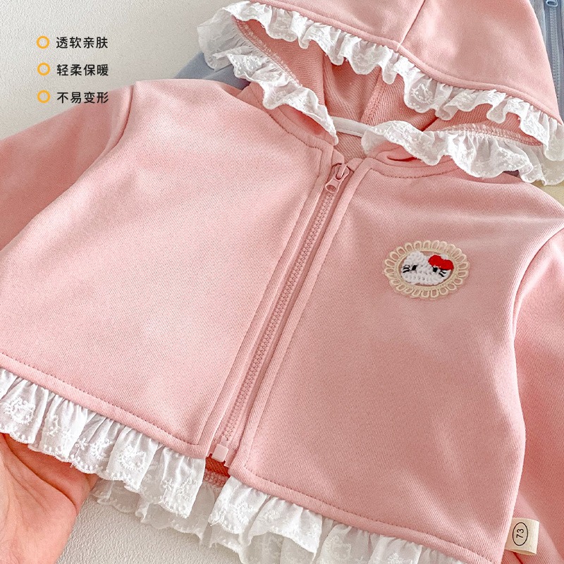 寶寶春季連帽外套＋蕾絲休閒褲兩件套-細節圖7
