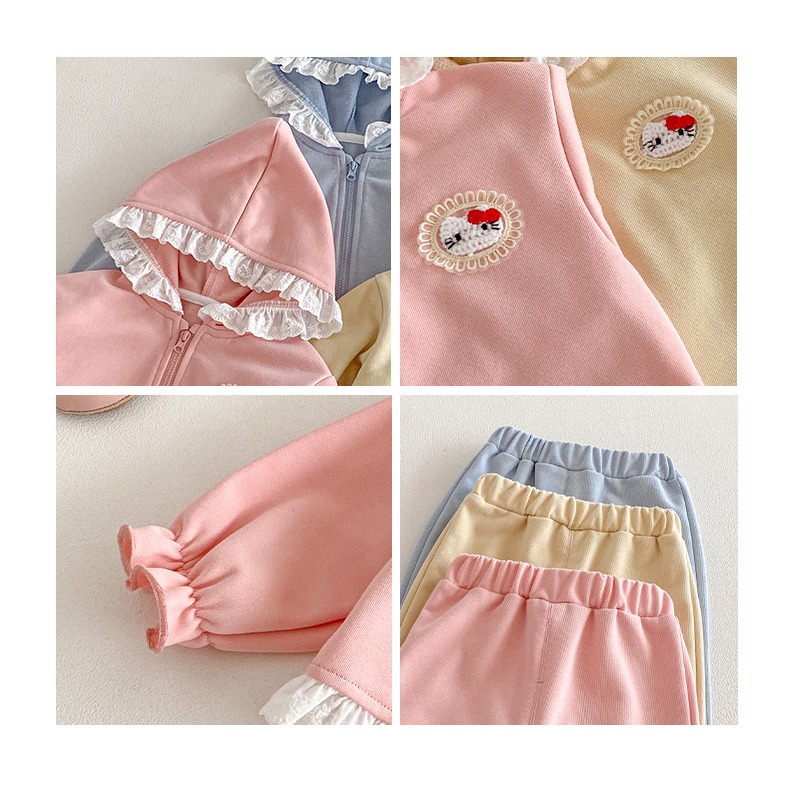 寶寶春季連帽外套＋蕾絲休閒褲兩件套-細節圖8