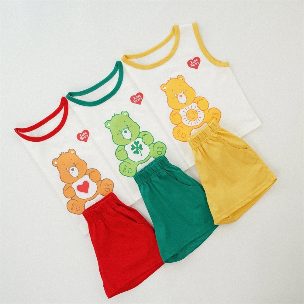 兒童夏季愛心彩虹熊．清爽背心套裝(80-130碼)-細節圖2