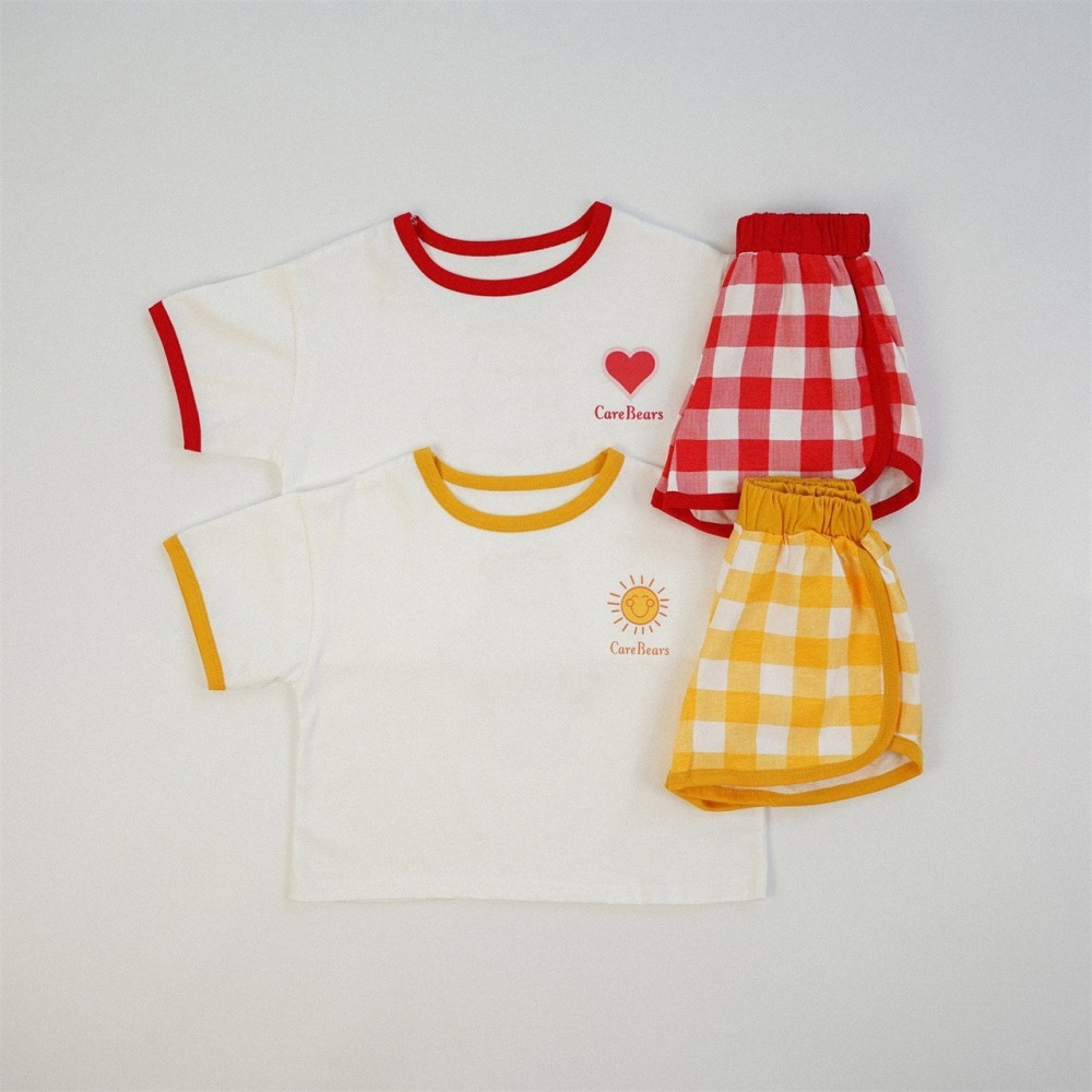 兒童夏季愛心小熊．清爽拼色套裝(80-130碼)-細節圖2