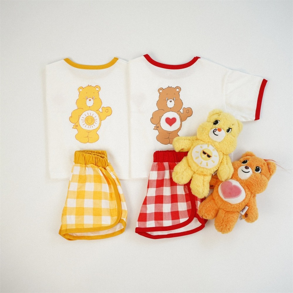 兒童夏季愛心小熊．清爽拼色套裝(80-130碼)-細節圖3