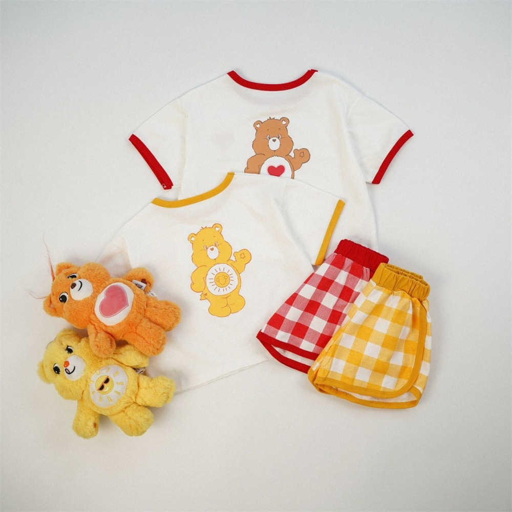 兒童夏季愛心小熊．清爽拼色套裝(80-130碼)-細節圖4