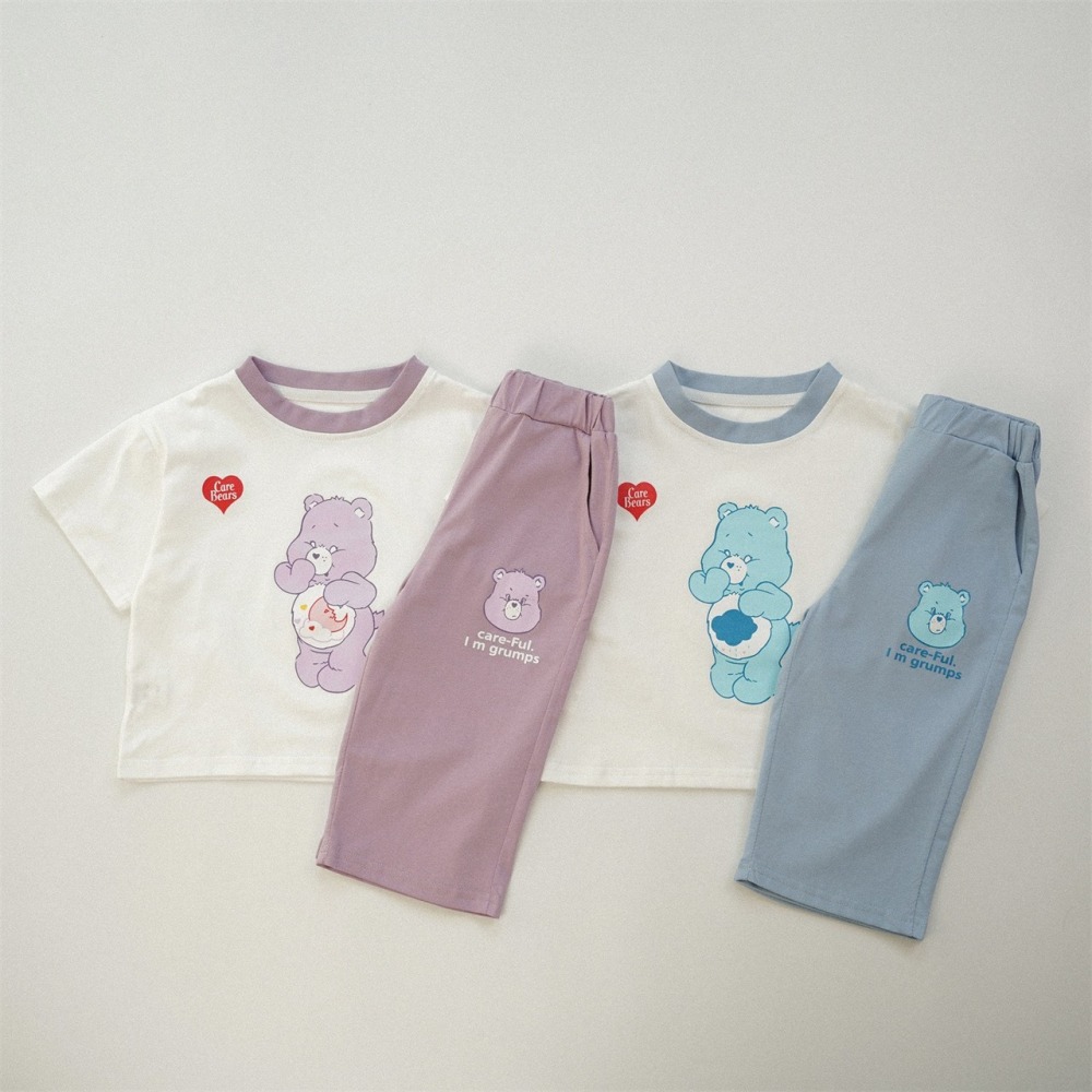 兒童夏季彩虹愛心小熊．療癒居家套裝(80-130碼)-細節圖2