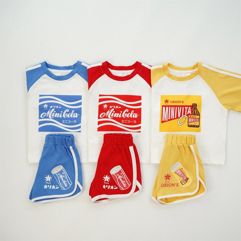 兒童夏季復古汽水風．活力拼色套裝(80-130碼)-細節圖2