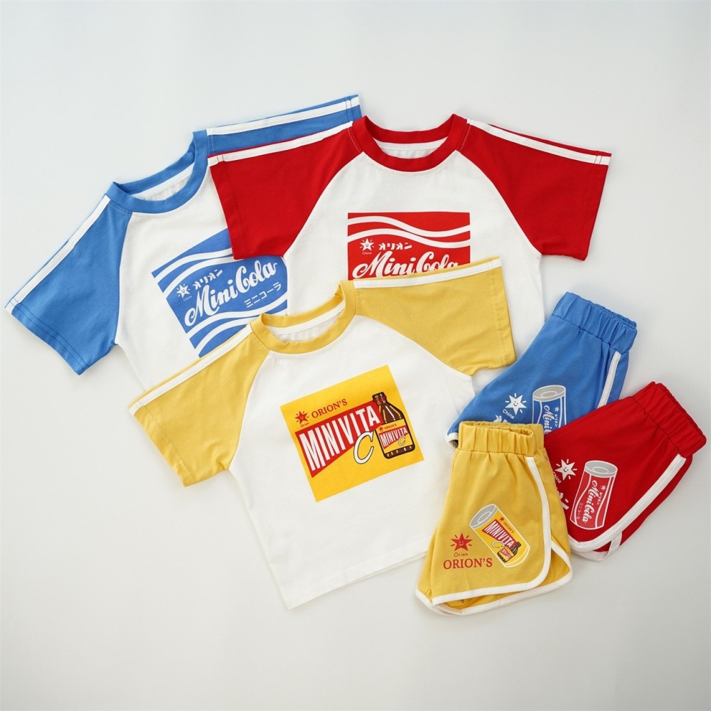 兒童夏季復古汽水風．活力拼色套裝(80-130碼)-細節圖3