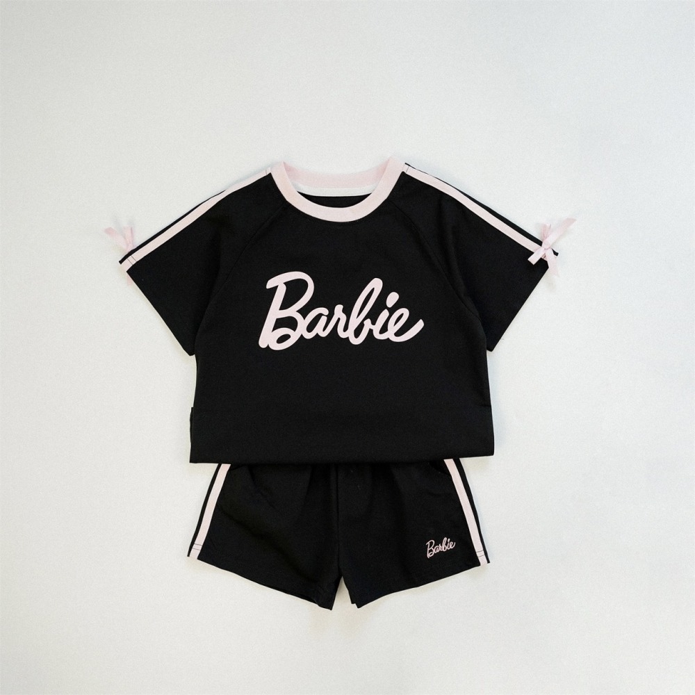 兒童夏季Barbie運動甜心字母蝴蝶結套裝(80-150碼)-細節圖4