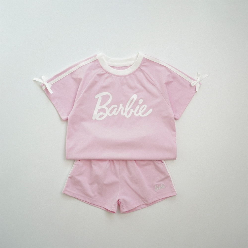 兒童夏季Barbie運動甜心字母蝴蝶結套裝(80-150碼)-細節圖5