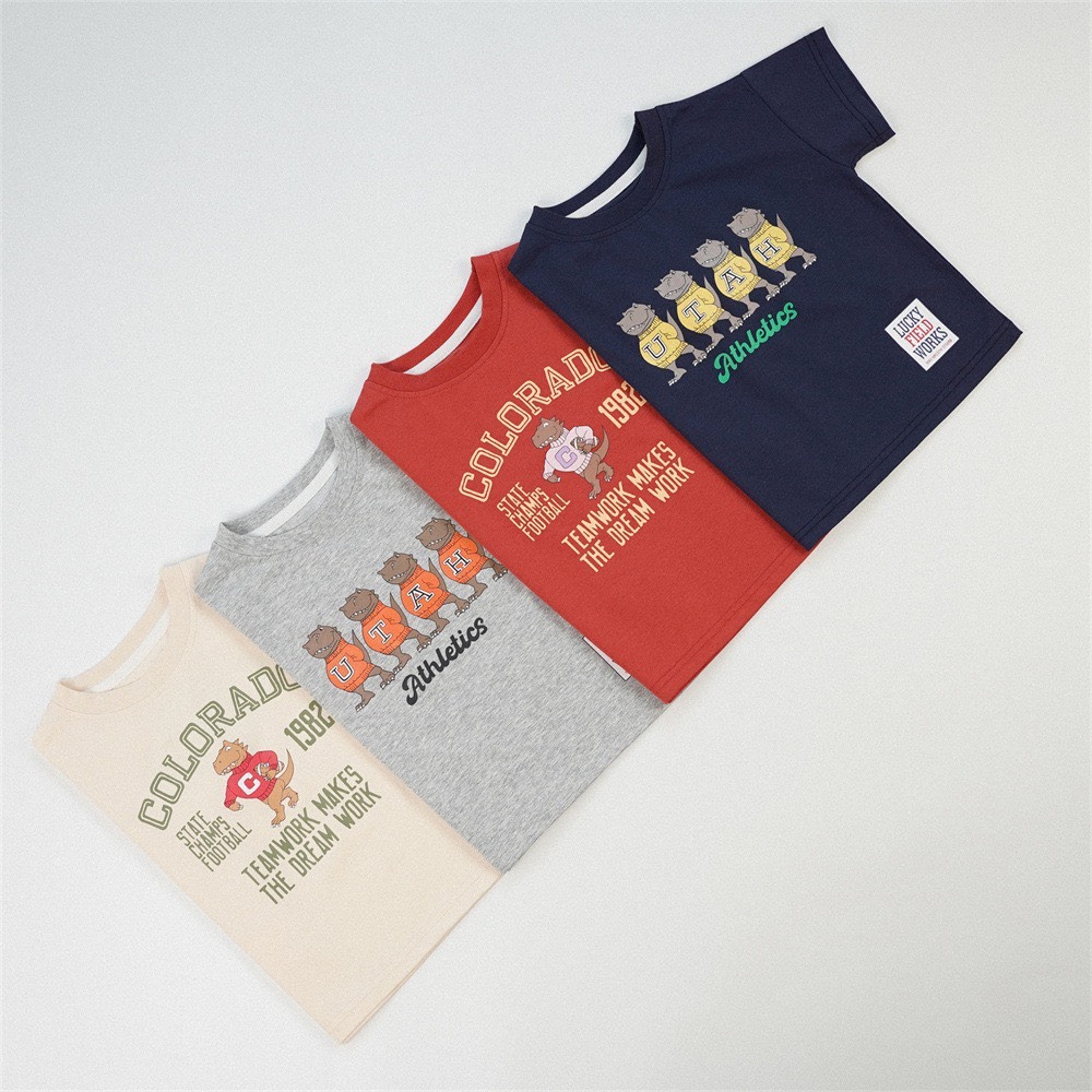 兒童夏季復古校園小熊運動Ｔ恤(80-130碼)-細節圖3