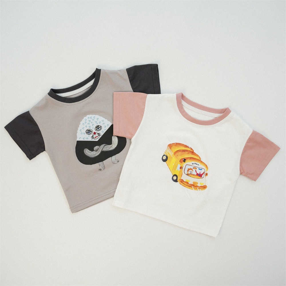 兒童夏季麵包小偷拼色短袖T(80-150碼)-細節圖2