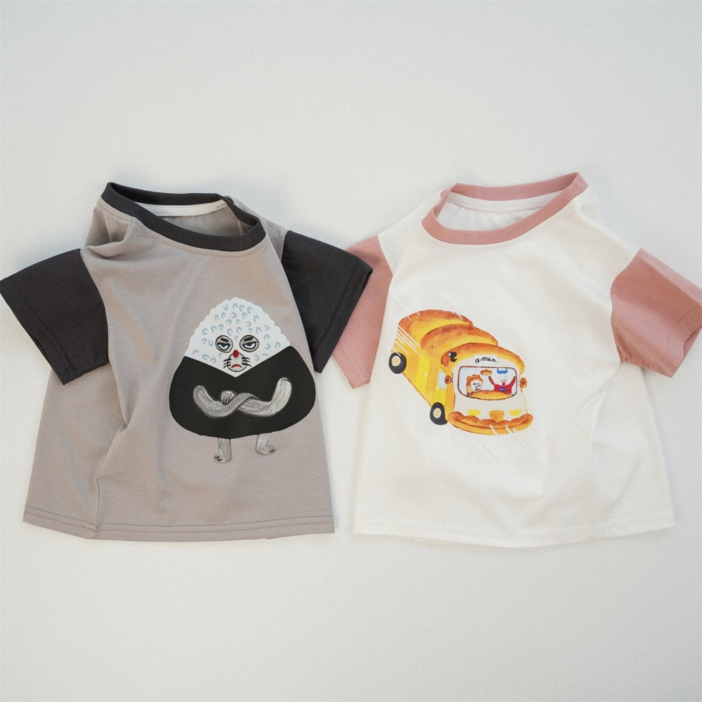 兒童夏季麵包小偷拼色短袖T(80-150碼)-細節圖3