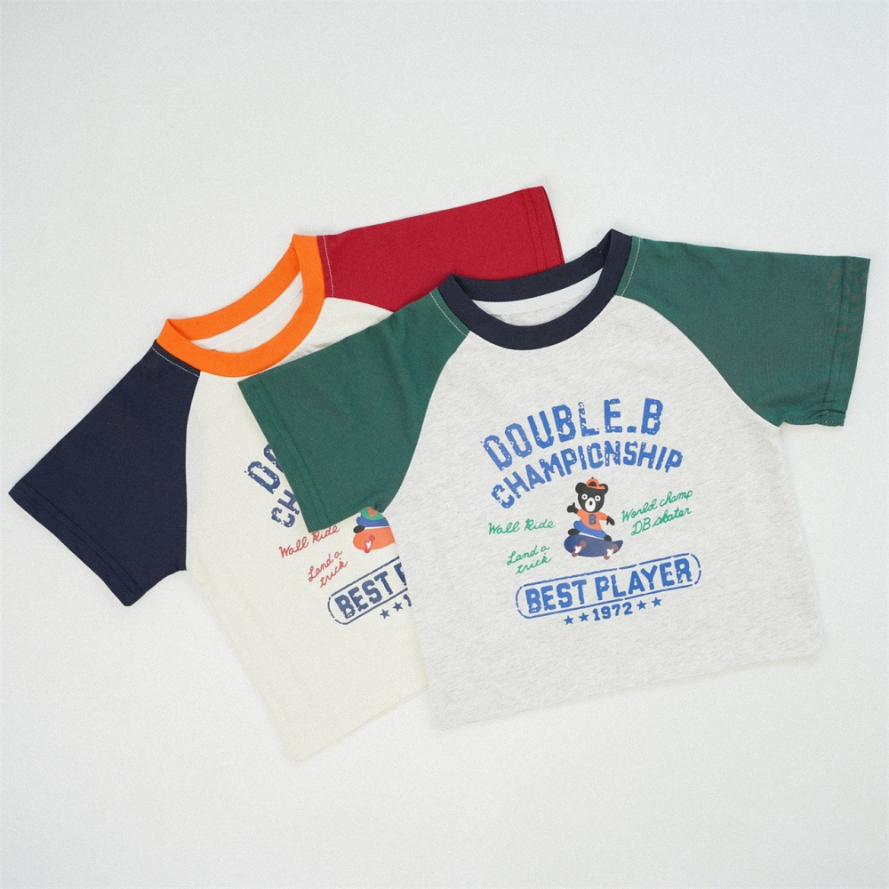 兒童夏季雙冠小玩家．撞色運動T恤(80-150碼)-細節圖2