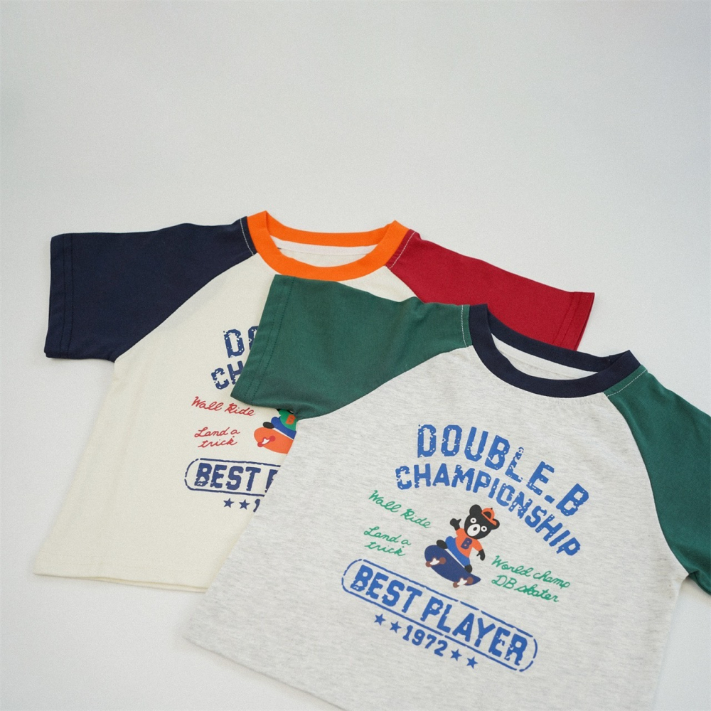 兒童夏季雙冠小玩家．撞色運動T恤(80-150碼)-細節圖3