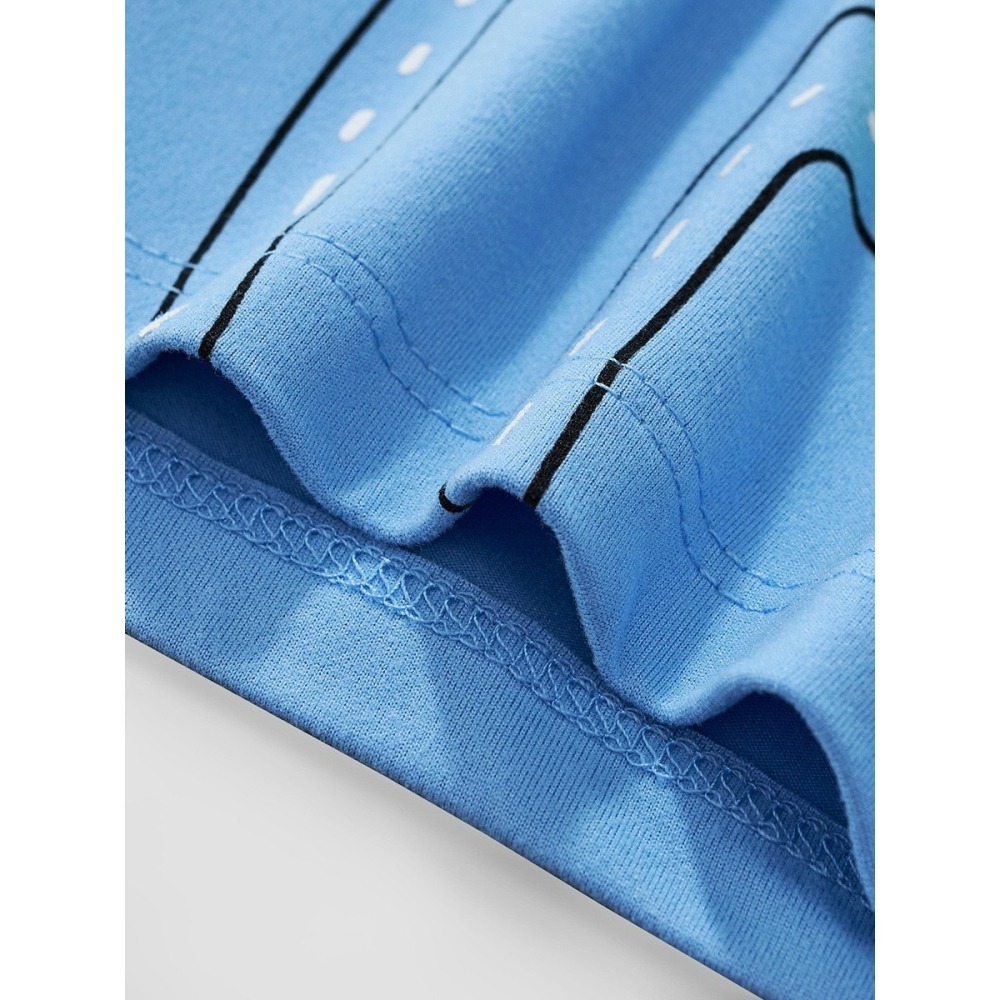 兒童夏季時尚歐美風短袖圓領T恤-卡通汽車(藍)-細節圖5