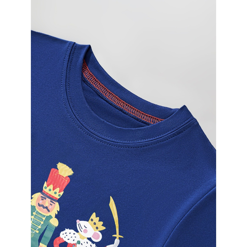 兒童夏季時尚歐美風短袖圓領T恤-卡通國王(藍)-細節圖4