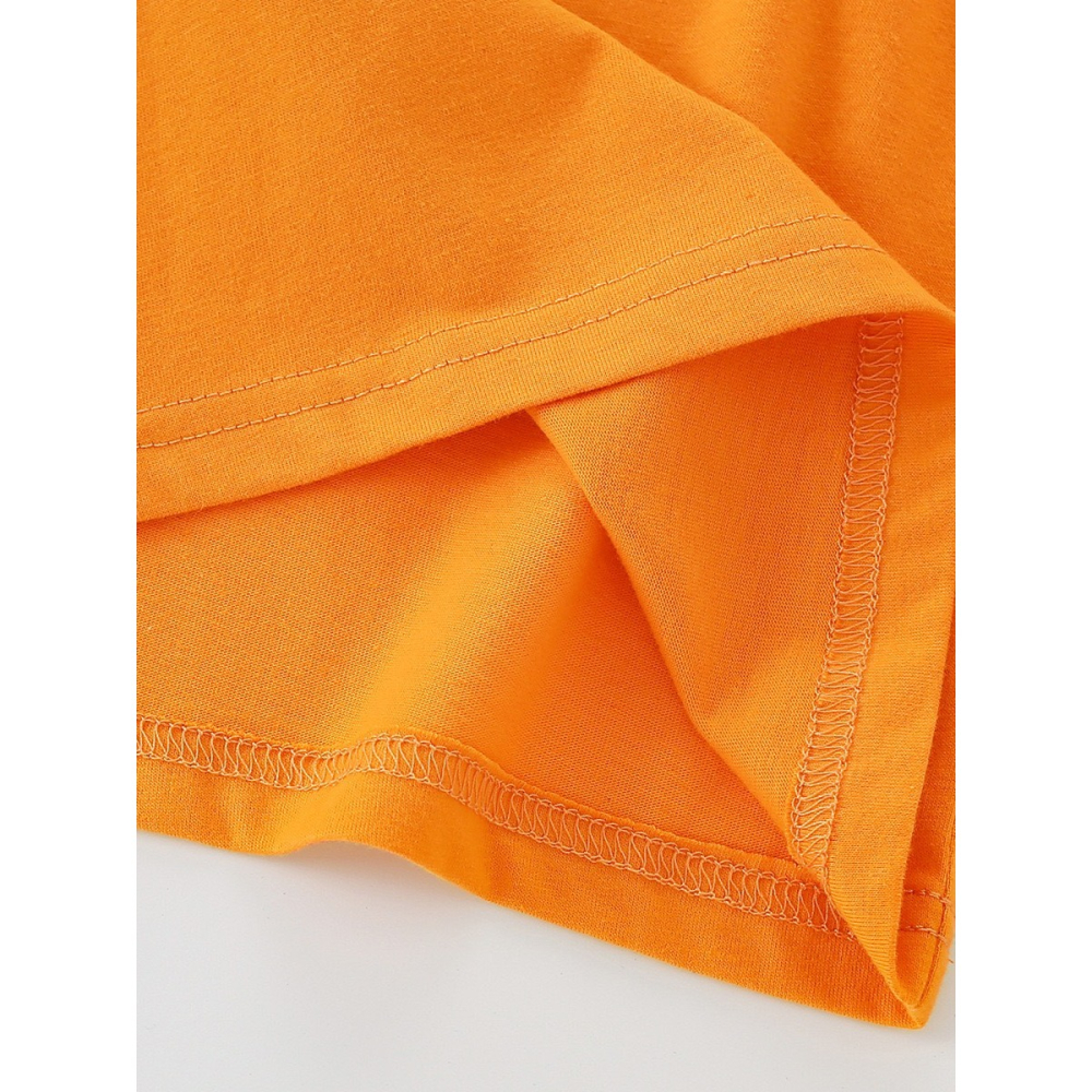 兒童夏季時尚歐美風短袖圓領T恤-卡通恐龍(橘)-細節圖5