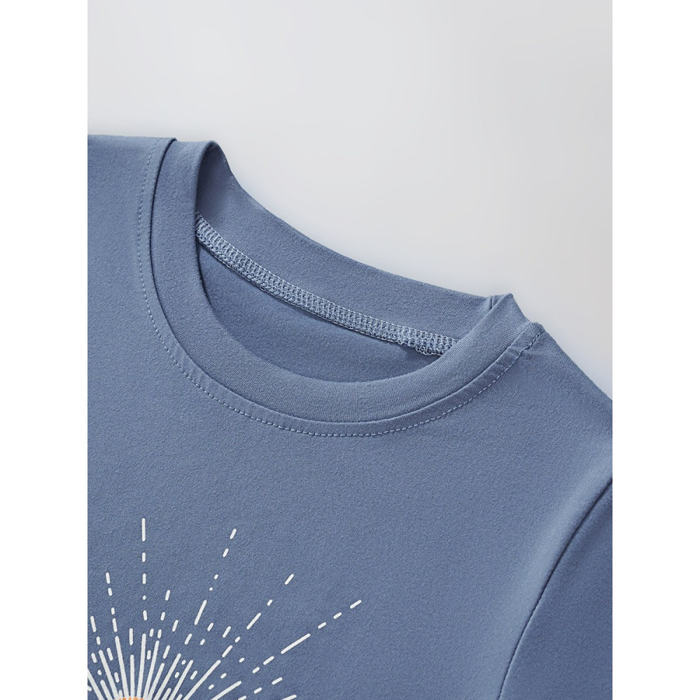 兒童夏季時尚歐美風短袖圓領T恤-動物花朵-細節圖3