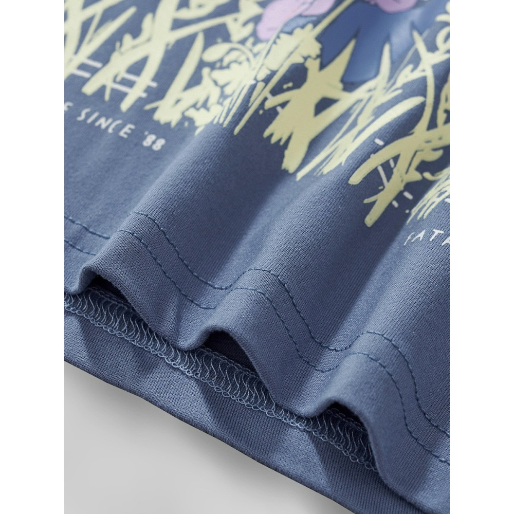 兒童夏季時尚歐美風短袖圓領T恤-動物花朵-細節圖5