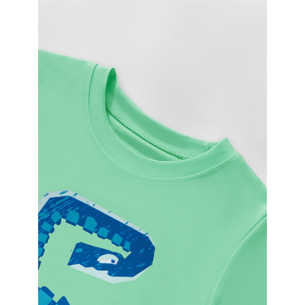 兒童夏季時尚歐美風短袖圓領T恤-卡通恐龍(綠)-細節圖4