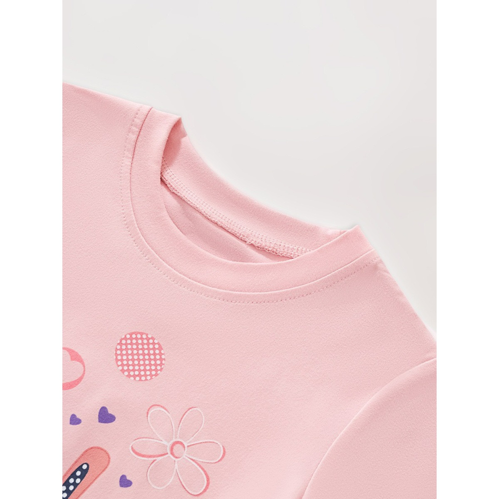 兒童夏季時尚歐美風短袖圓領T恤-兔子花朵-細節圖4