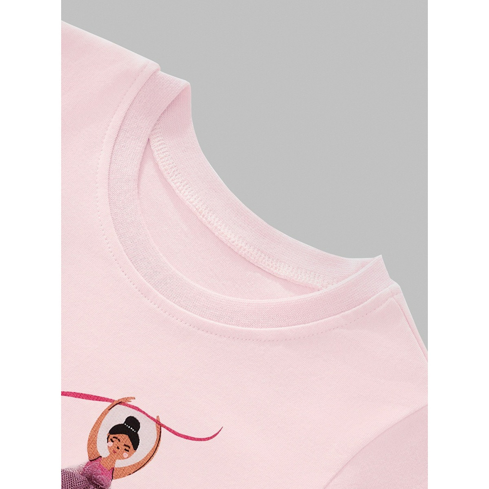 兒童夏季時尚歐美風短袖圓領T恤-可愛甜美舞孃-細節圖4