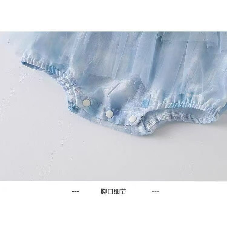 寶寶藍色網紗無袖公主包屁衣-細節圖6
