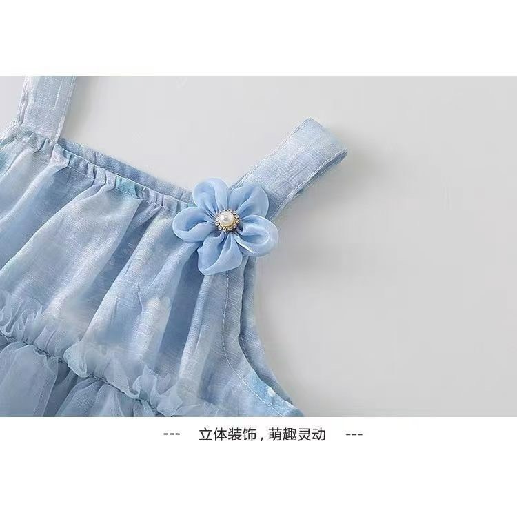 寶寶藍色網紗無袖公主包屁衣-細節圖7