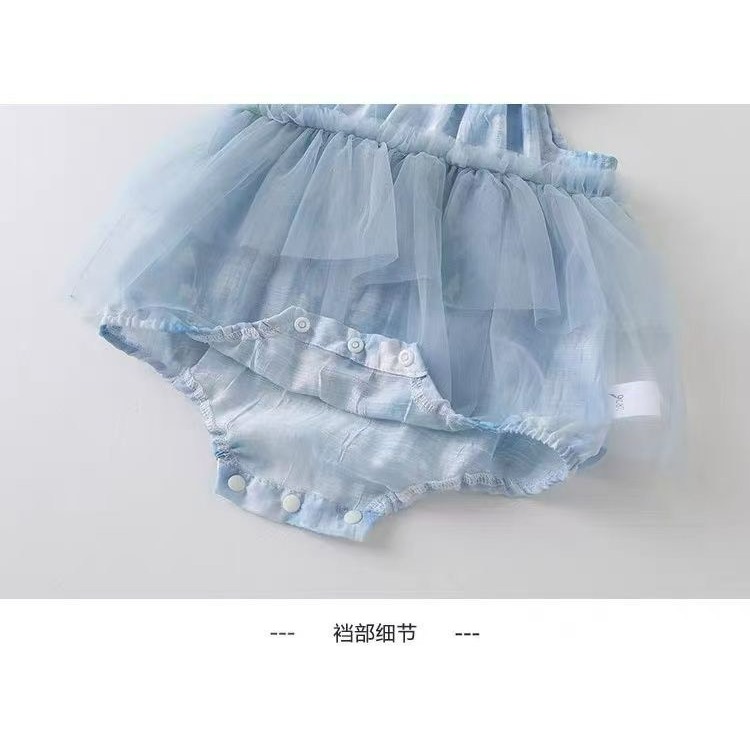 寶寶藍色網紗無袖公主包屁衣-細節圖8