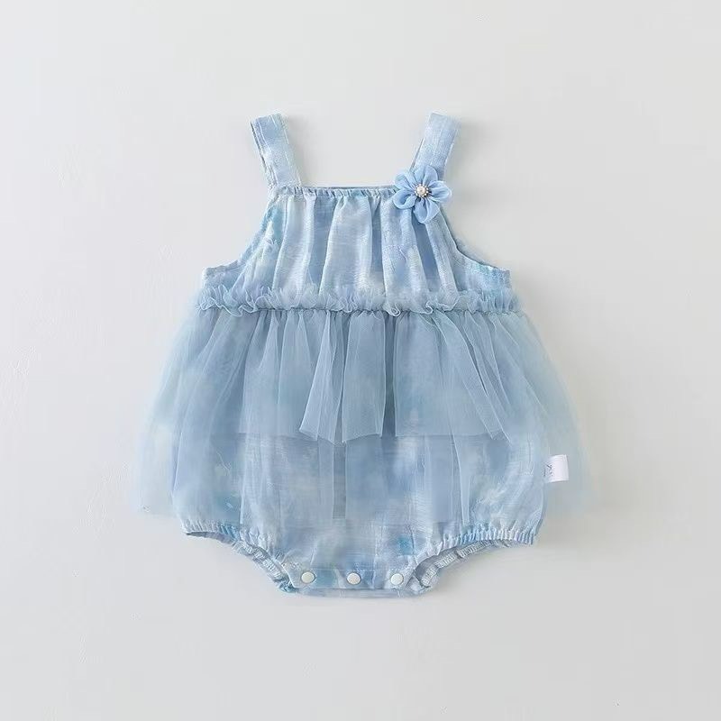 寶寶藍色網紗無袖公主包屁衣-規格圖9