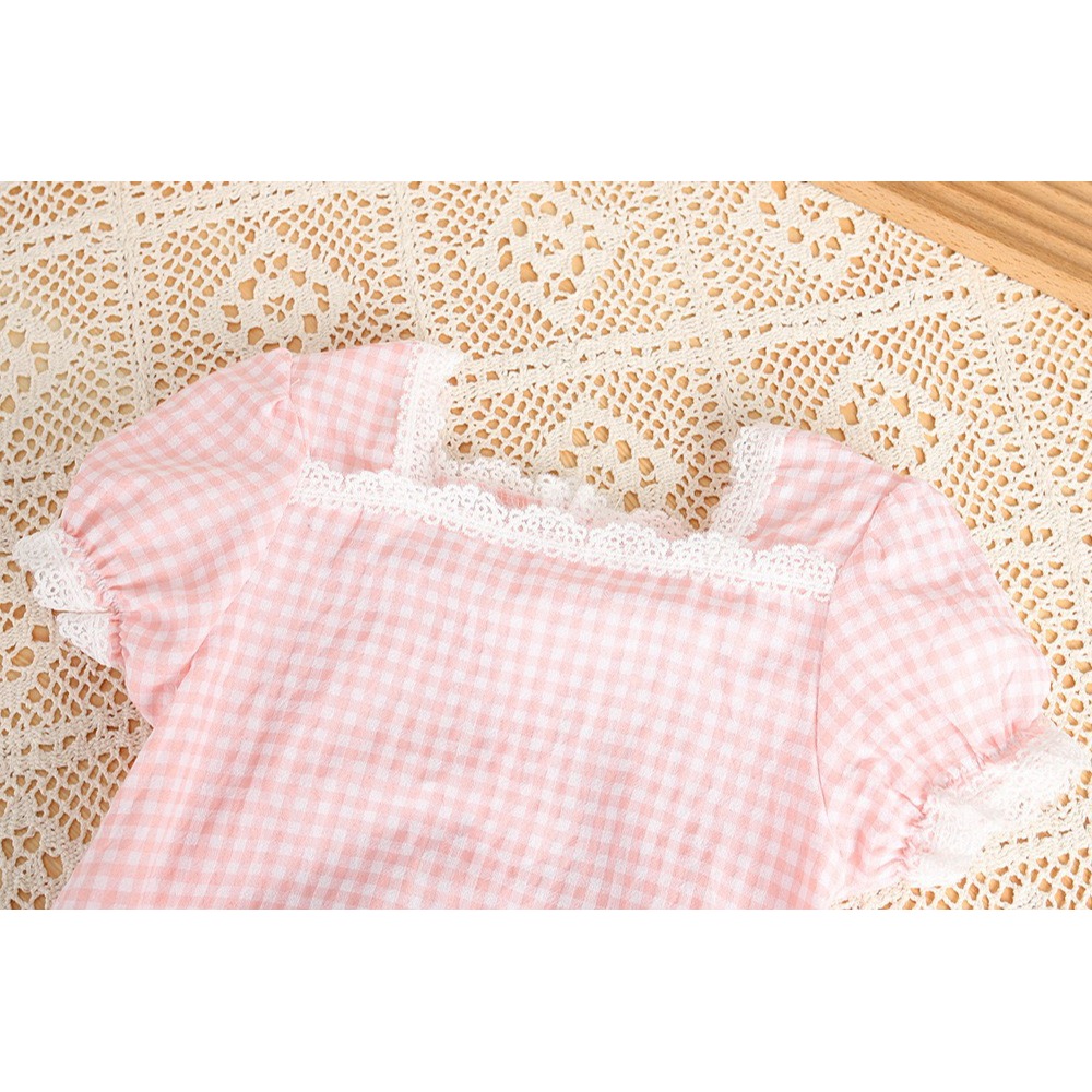 寶寶格紋小公主超甜美包屁衣(附髮帶)-細節圖5