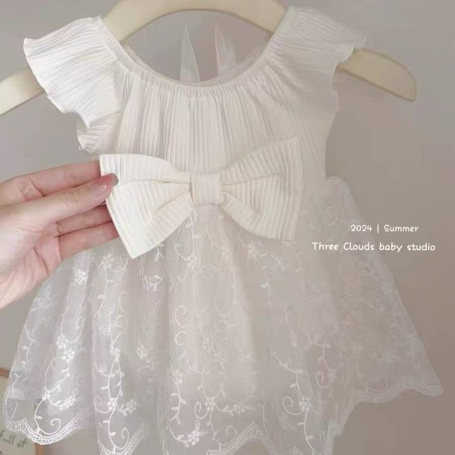 寶寶蝴蝶結公主網紗連體裙-細節圖3