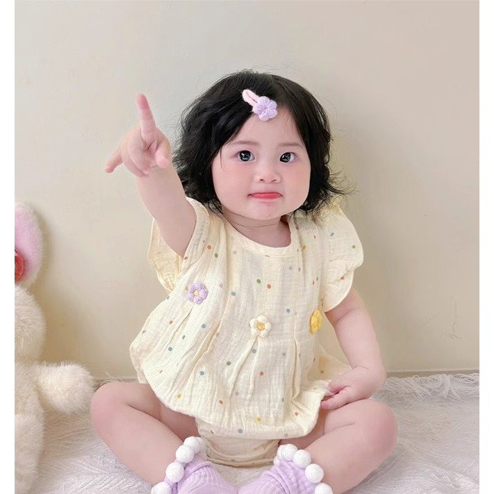 寶寶彩色圓點飛袖包屁衣-細節圖2