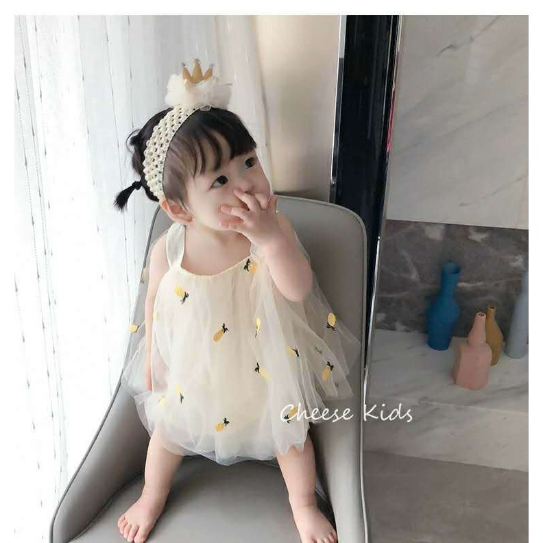 寶寶鳳梨甜心網紗吊帶包屁衣-細節圖2