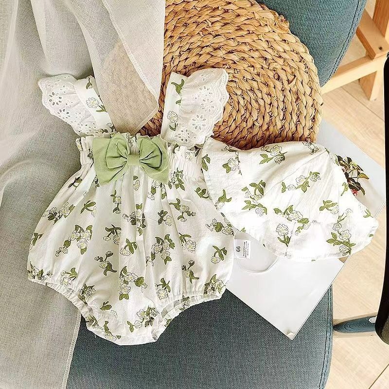 寶寶碎花帽帽包屁衣(附帽子)-細節圖2