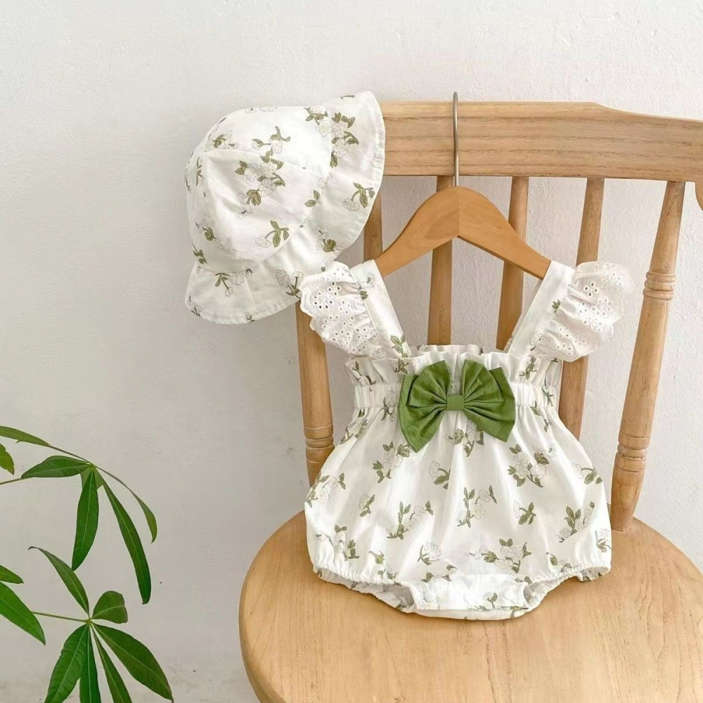 寶寶碎花帽帽包屁衣(附帽子)-細節圖3