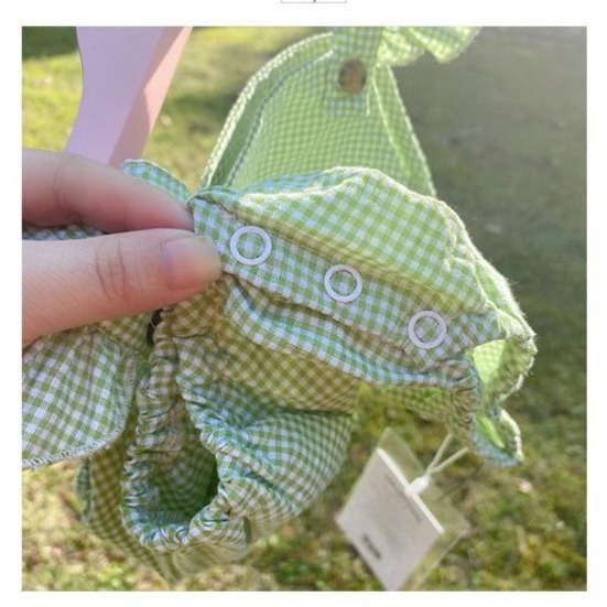 韓版寶寶格子飛袖包屁衣(送可愛髮帶)-細節圖5