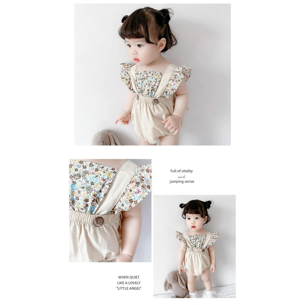 韓版寶寶時尚小碎花飛袖包屁衣-細節圖3