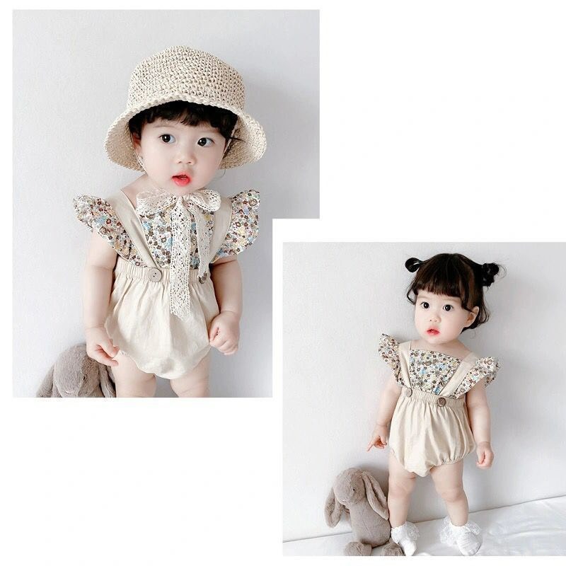 韓版寶寶時尚小碎花飛袖包屁衣-細節圖4