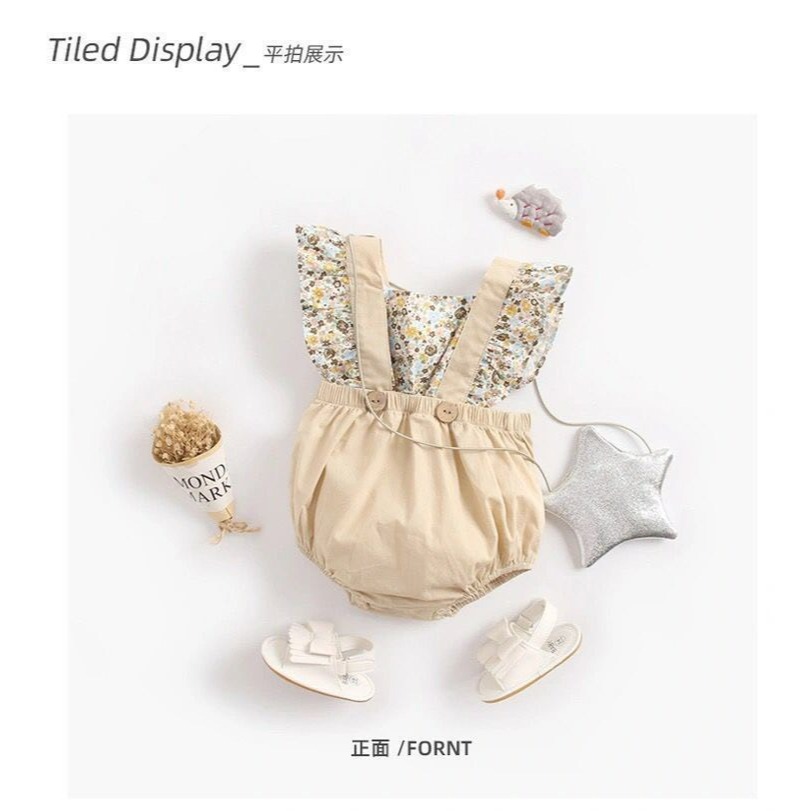 韓版寶寶時尚小碎花飛袖包屁衣-細節圖6