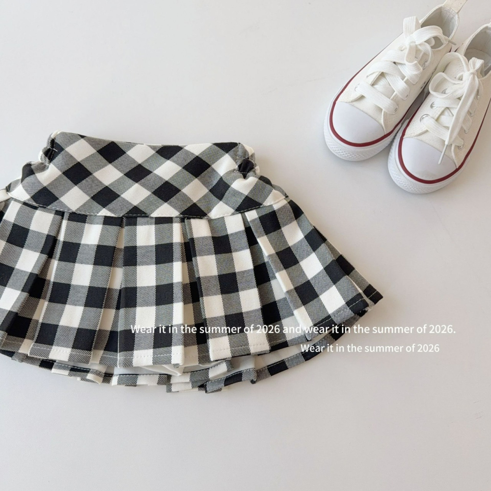 女中大童夏季格紋可愛小裙子-細節圖3