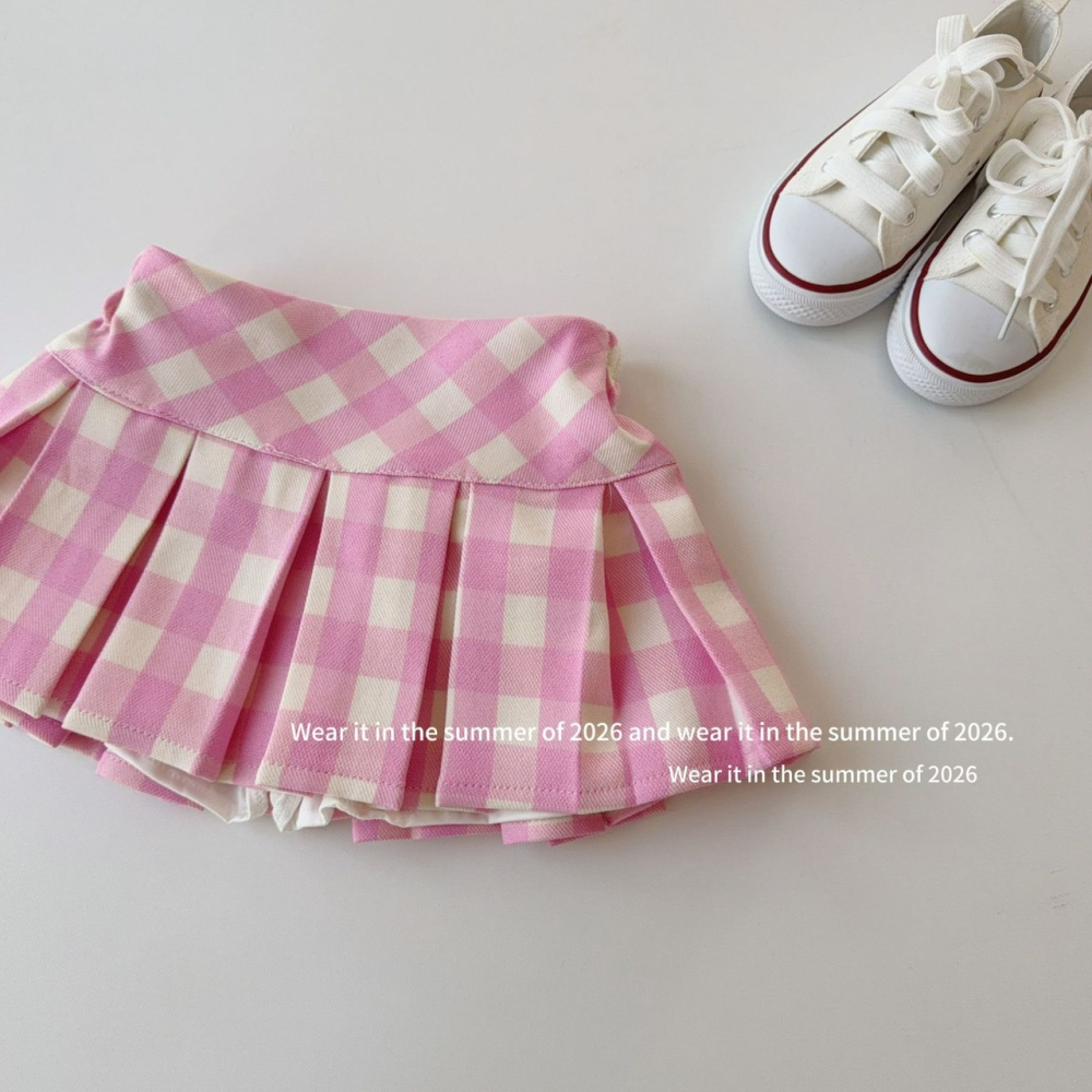 女中大童夏季格紋可愛小裙子-細節圖4