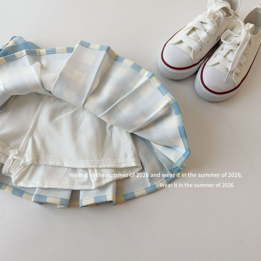 女中大童夏季格紋可愛小裙子-細節圖6
