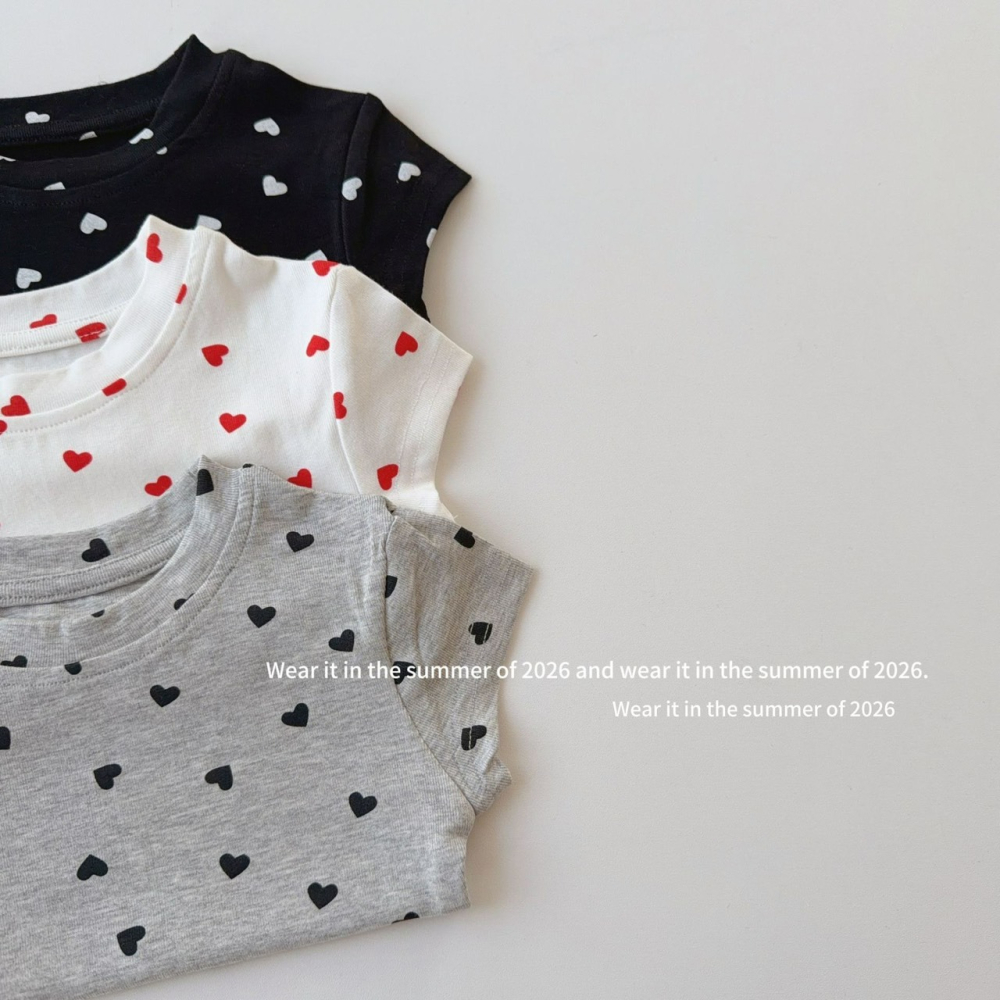 女中大童夏季心型印花短袖上衣-細節圖6