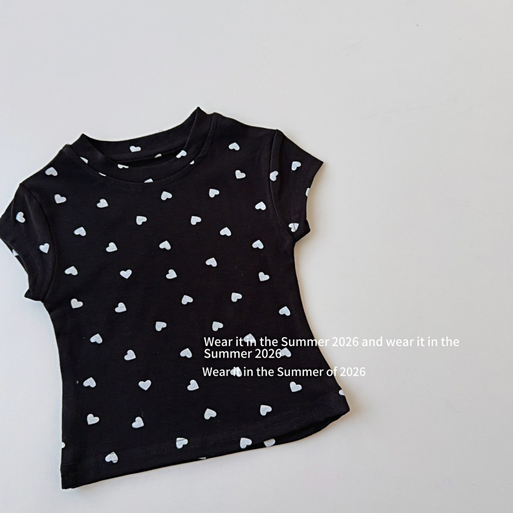 女中大童夏季心型印花短袖上衣-細節圖9