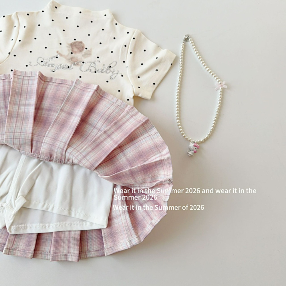 女中大童夏季辣妹格子半身裙裙褲-細節圖4