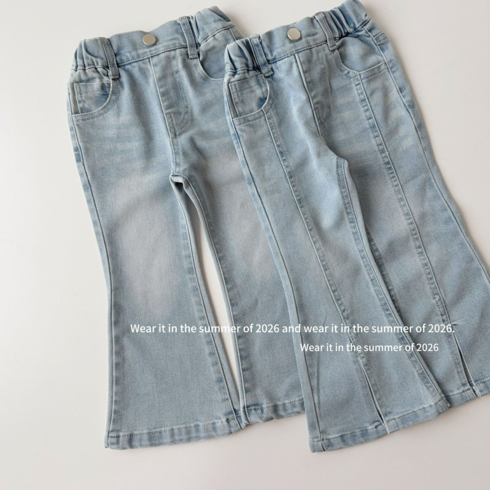 女中大童夏季喇叭牛仔褲-細節圖2