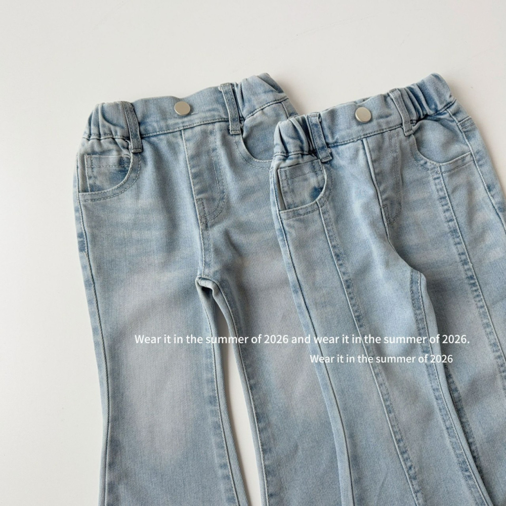 女中大童夏季喇叭牛仔褲-細節圖3