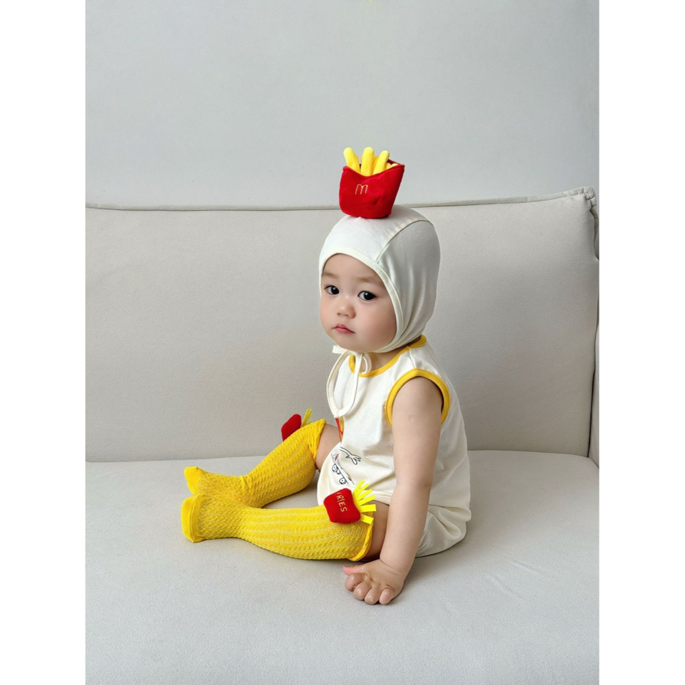 Tommy＇s gifts 寶寶INS款薯條造型包屁衣(含造型襪帽子)-細節圖2