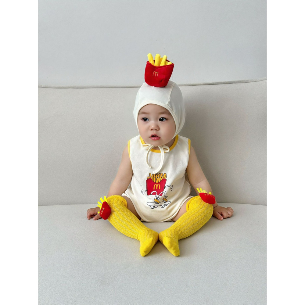 Tommy＇s gifts 寶寶INS款薯條造型包屁衣(含造型襪帽子)-細節圖3