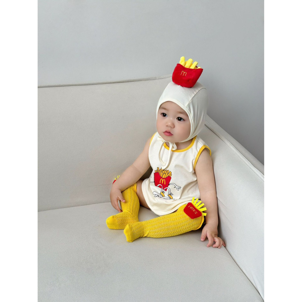 Tommy＇s gifts 寶寶INS款薯條造型包屁衣(含造型襪帽子)-細節圖4